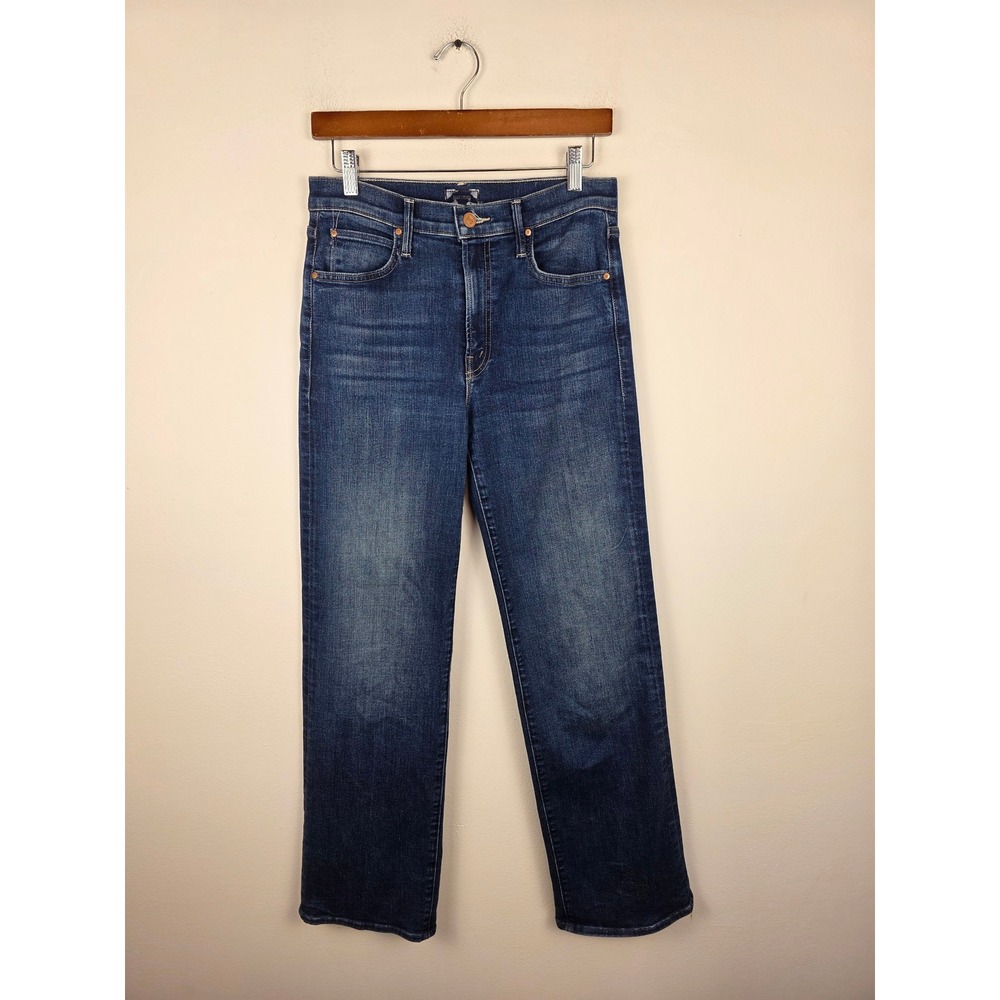 Mother Lil Kick It Trouble Maker Jeans 27 Dark Wash High Rise Straight Leg USA